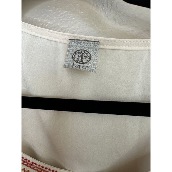 I.Ner Womens Cream dress short sleeve embroidered boat‎ neck elastic waist - Picture 3 of 7